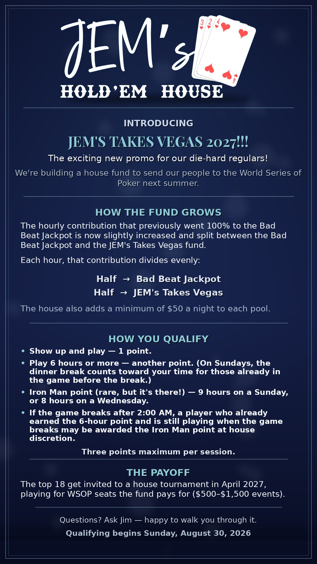 JEM's Takes Vegas 2027 — how it works